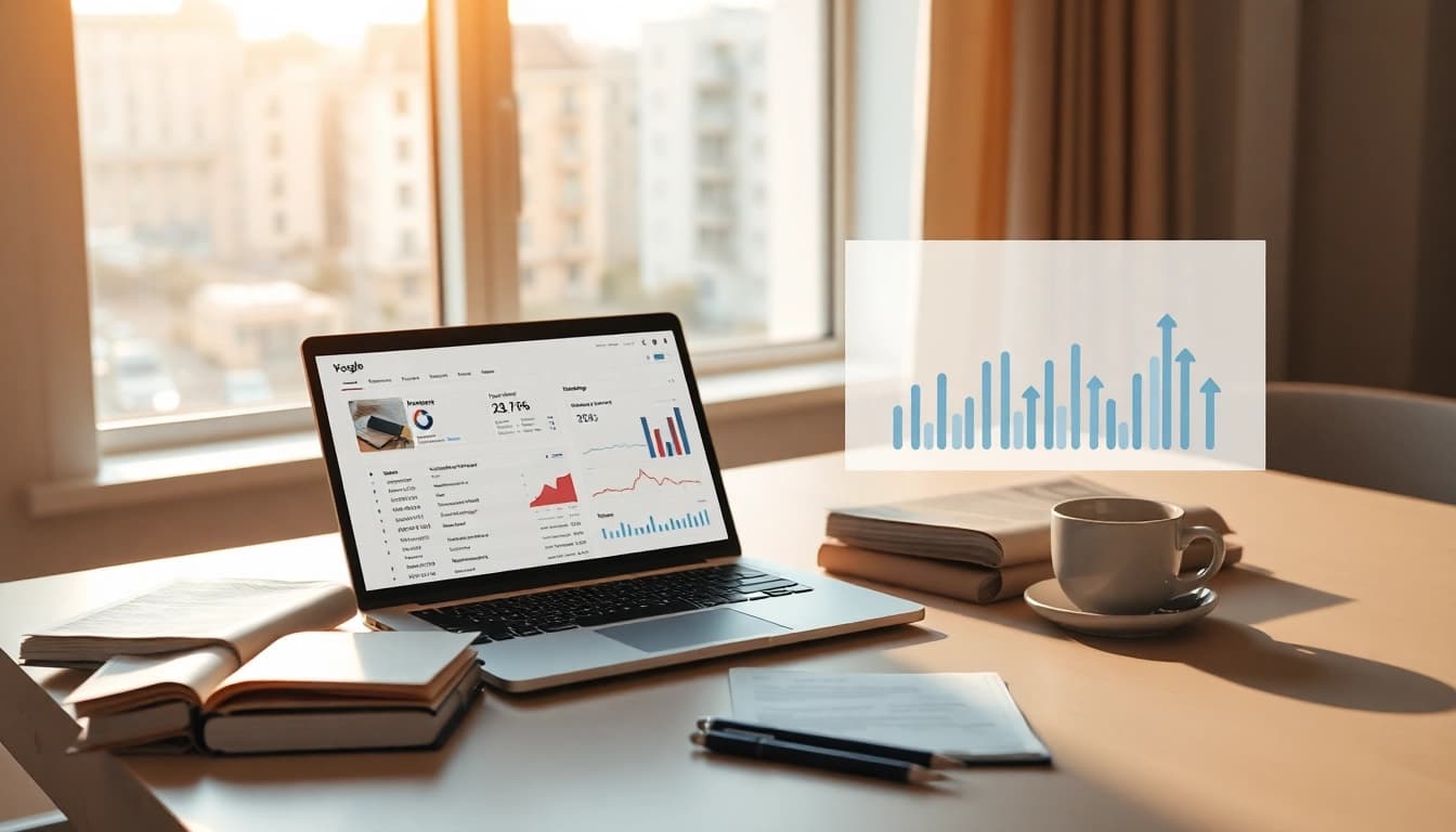 Überprüfen Sie Ihr SEO-Ranking mit modernen Analysetools am Schreibtisch.