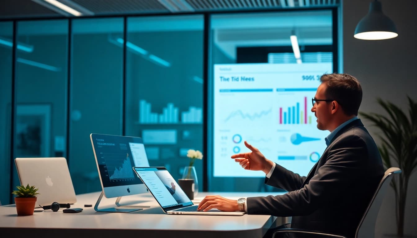 Unternehmensberatung durch einen Experten, der analytische Daten in einem modernen Büro untersucht.