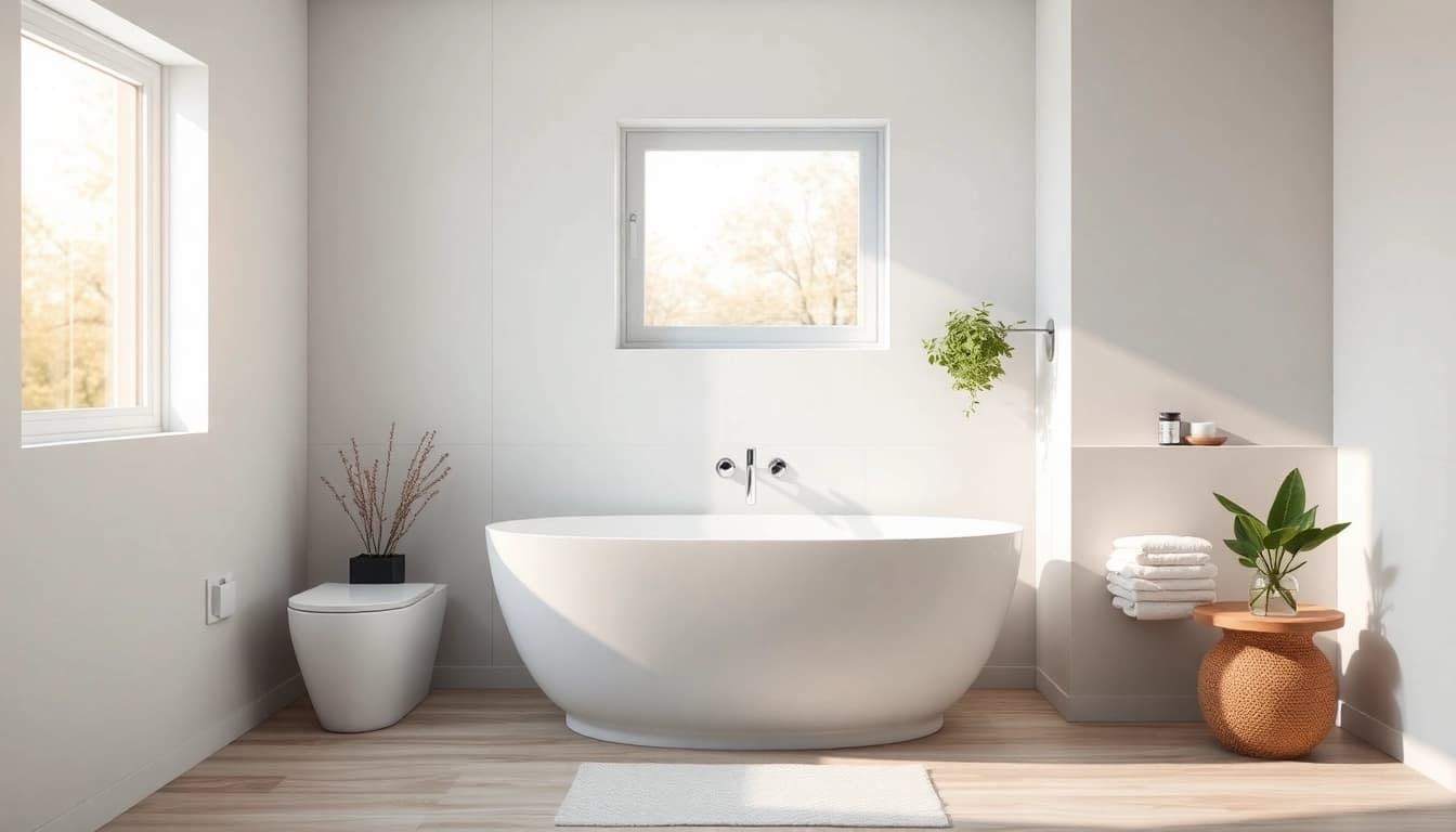 Eine elegante Dusche von sonni sanitär im modernen Badezimmer-Setting mit warmem Licht und beruhigendem Farbschema.