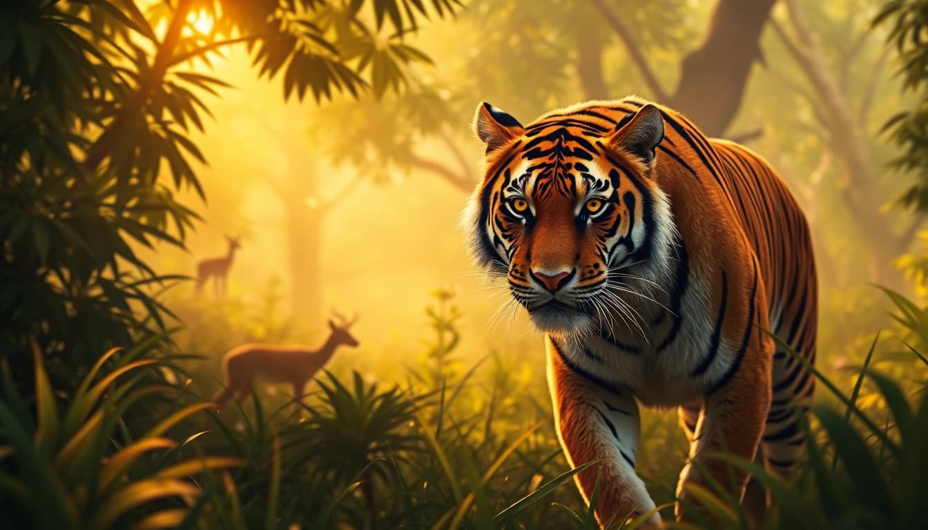 Experience the excitement of top best tiger safari tours with a stunning image of a Bengal tiger in its natural habitat.