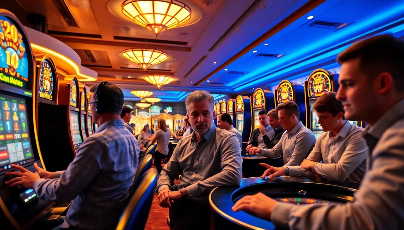 Spiele im online casino schweiz erleben: Spieler erfreuen sich an einer Vielzahl von Spielautomaten.