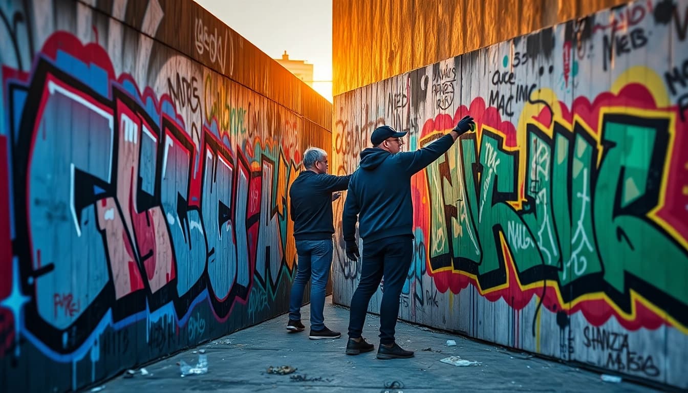 Erlebe die kreative Graffiti-Szene Frankfurt mit lebendigen Künstlern in Aktion.