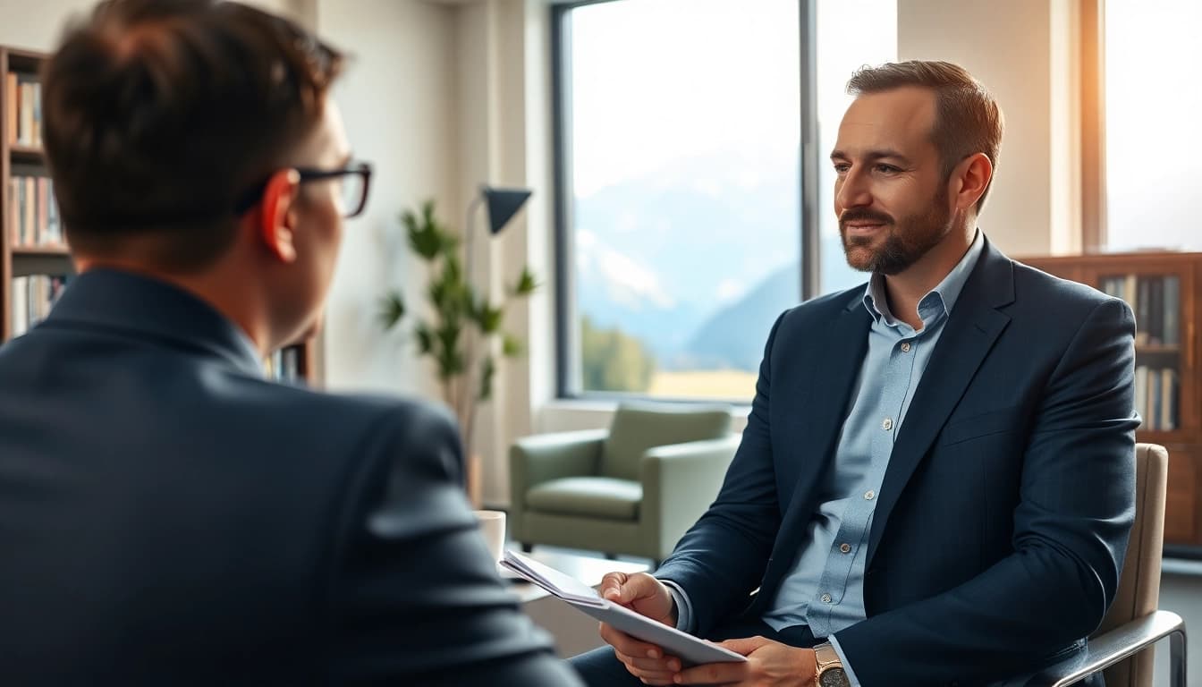 Headhunter Schweiz berät Kunden in einem modernen Büro.