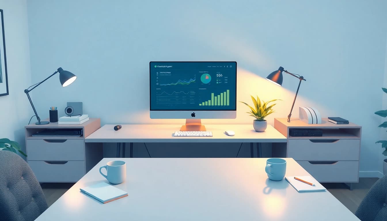 A vibrant office of a pflegemarketing agentur showcasing modern workspace efficiency.