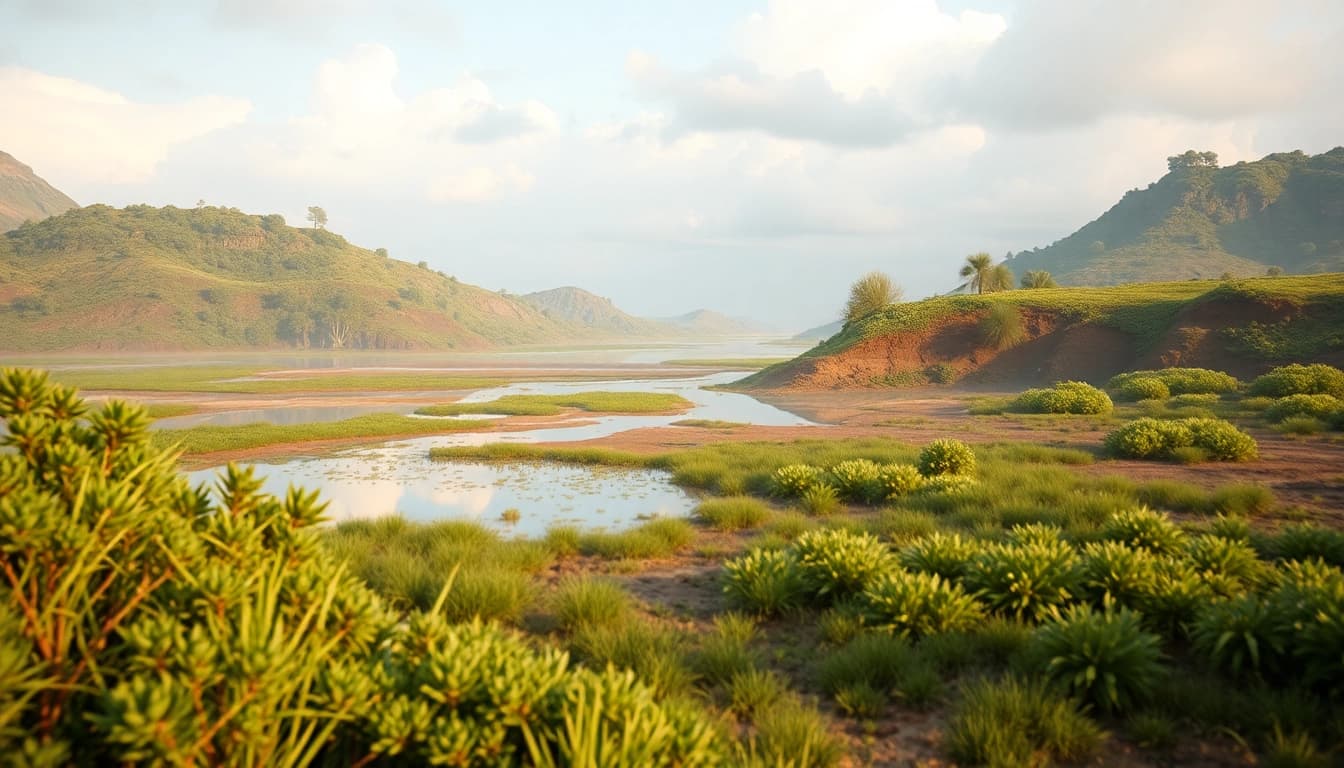 Visual representation of climate change effects on the environment, highlighting the contrast between thriving and deteriorating landscapes.