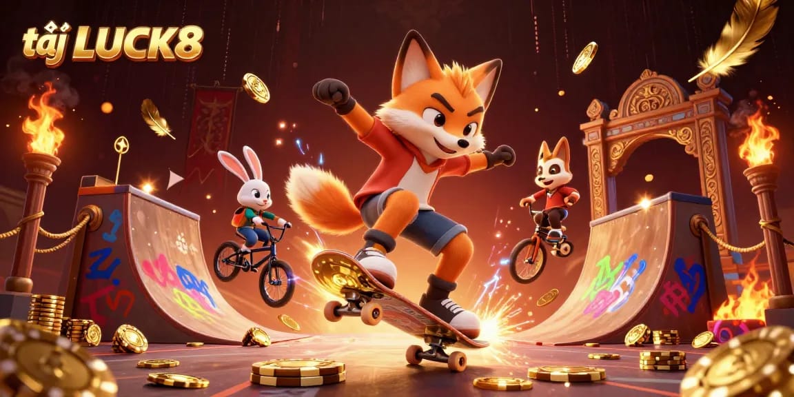 Engage with thrilling gameplay at tại LUCK8, experiencing excitement with fox and rabbit casino-themed illustrations.
