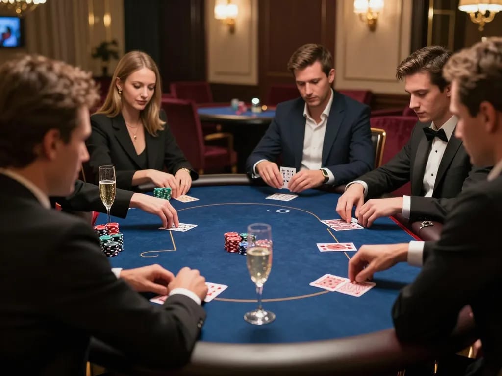 Engaged players in SC 88 enjoy high-stakes poker in an elegant VIP casino setting