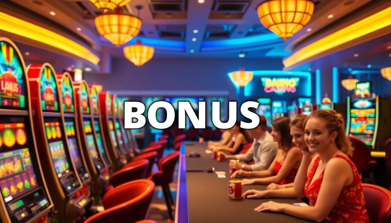 Genieße einen Casino Bonus mit spannenden Spielautomaten und fröhlichen Spielern im Online-Casino.