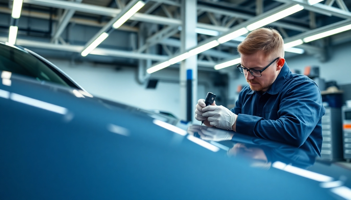 Spot Repair München – Techniker führt präzise Lackreparatur an Fahrzeug durch.