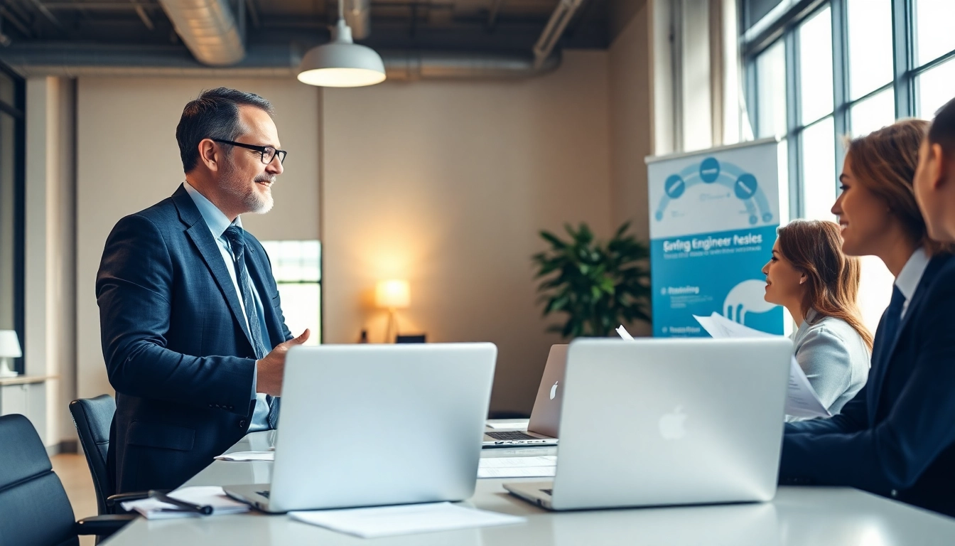 Headhunter Ingenieure im Gespräch mit Kandidaten in modernem Büro.