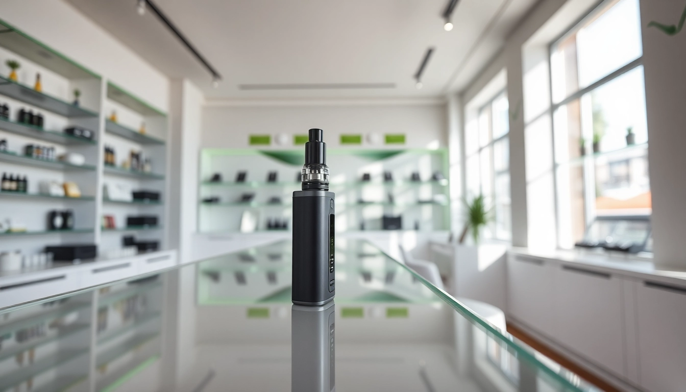 Das HQD Surv Vape Produkt prominent in einem modernen Vape Store ausgestellt.