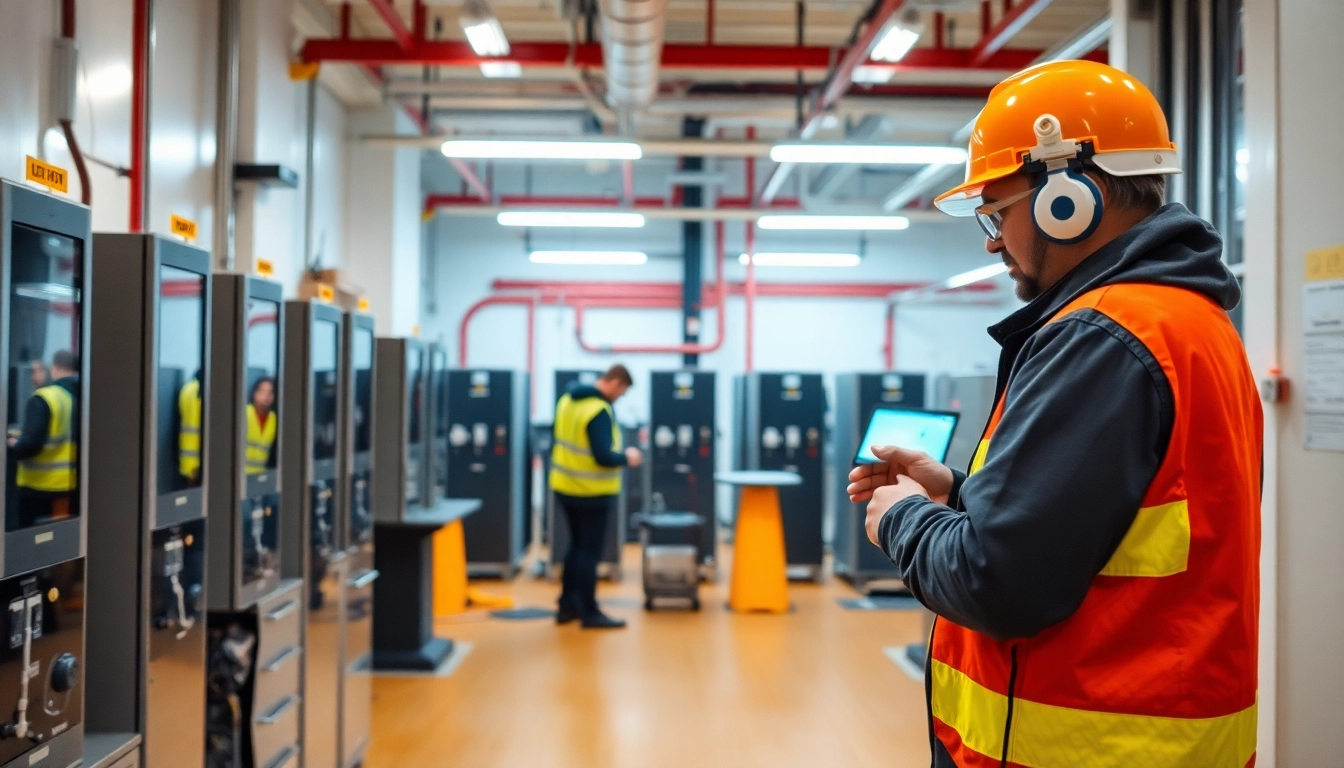 Technician conducting a DGUV V3 Prüfung on electrical devices to ensure safety and compliance.