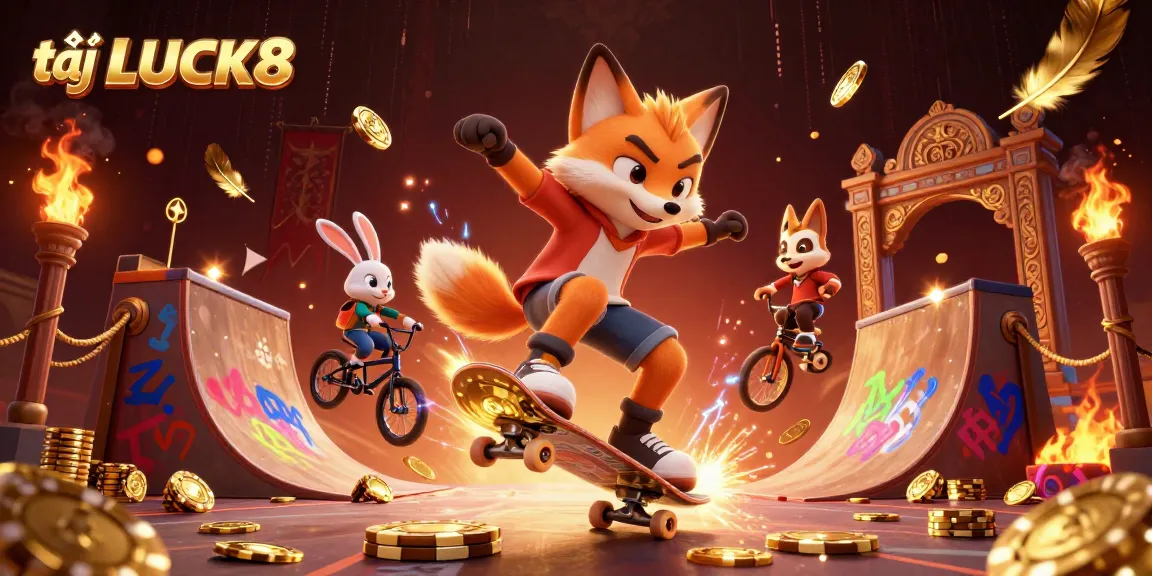 Engage with thrilling gameplay at tại LUCK8, experiencing excitement with fox and rabbit casino-themed illustrations.