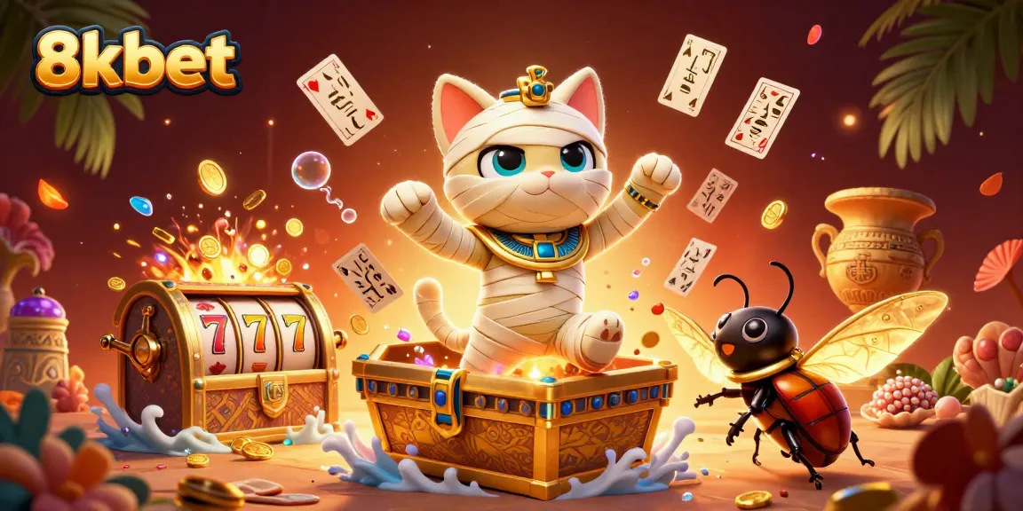 Experience thrilling gameplay with 8xbet's vibrant Egyptian-themed casino adventure illustration.
