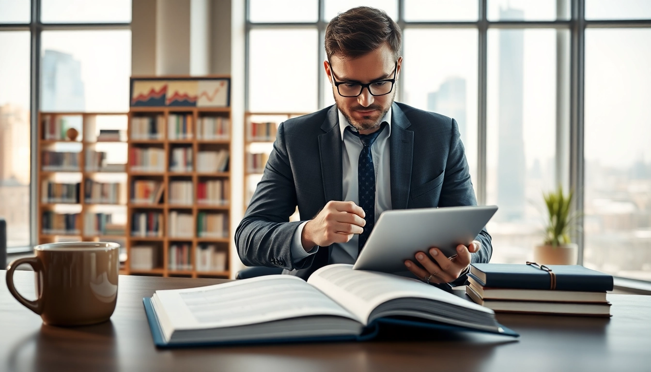 Langfristig investieren mit einem Investor, der Finanzdiagramme in einem modernen Büro analysiert.