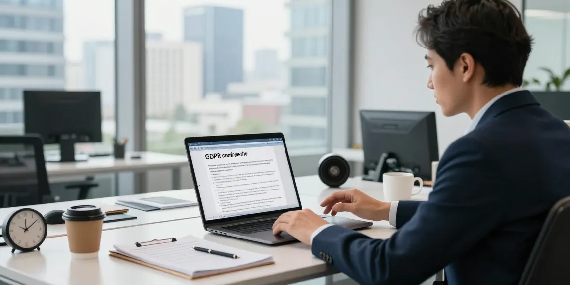 Business consultation on Startseite with data protection expert in modern office.