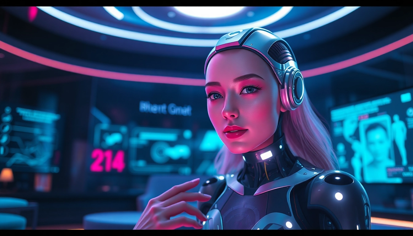 Engaging in immersive ai porn chat with a lifelike AI character in a modern digital setting.