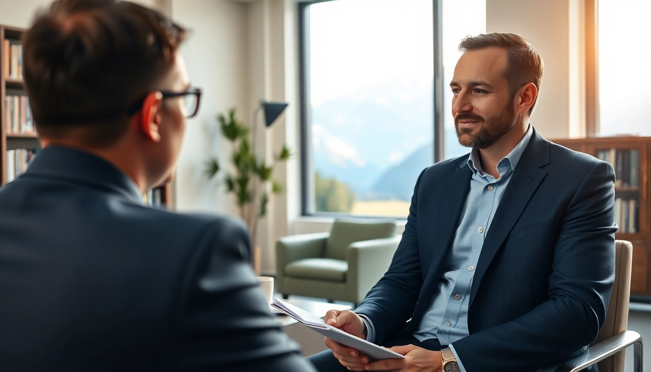 Headhunter Schweiz berät Kunden in einem modernen Büro.