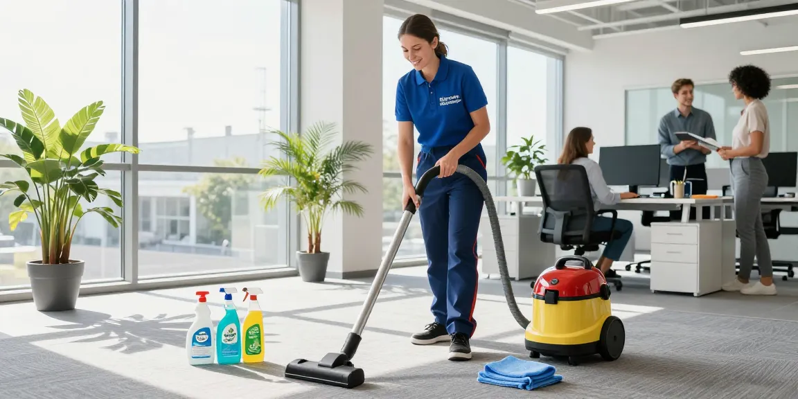 Skenda Reinigungen cleaning office space in Bern, showcasing professional cleaning services.