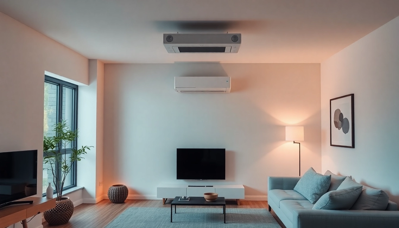 Klimaanlage installiert in einem eleganten Wohnraum, fördert angenehmes Raumklima.