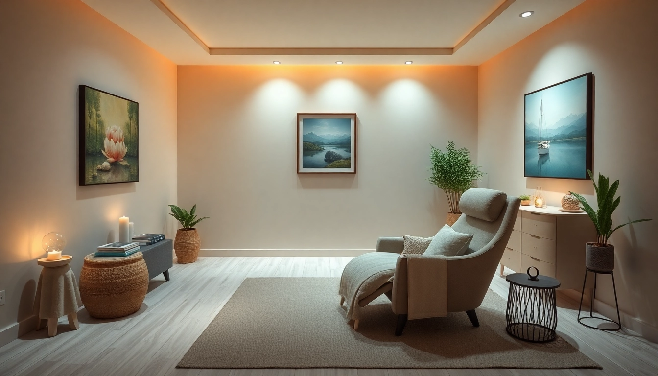 Erleben Sie Hypnose Köln: Beruhigender Therapieraum für Hypnotherapie mit sanften Farben und entspannender Atmosphäre.