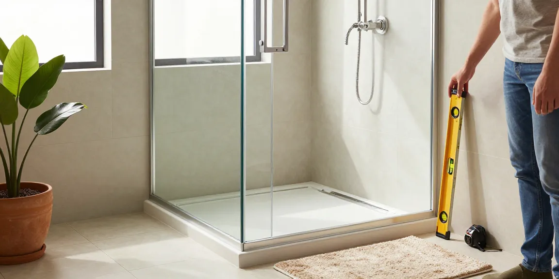 Moderne douchegootinstallatie in een strakke badkamer met stijlvolle tegels en natuurlijk licht.