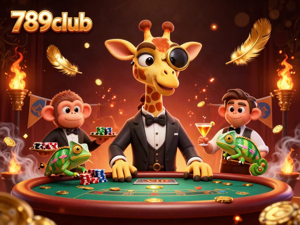 Engage in exciting casino action with 789club's vibrant poker illustration featuring unique characters and rich details.