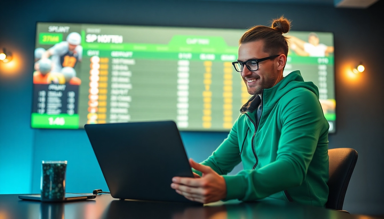 Wettende mit Begeisterung auf legal online sportwettenplattformen, die Spannung und Strategie vereint.