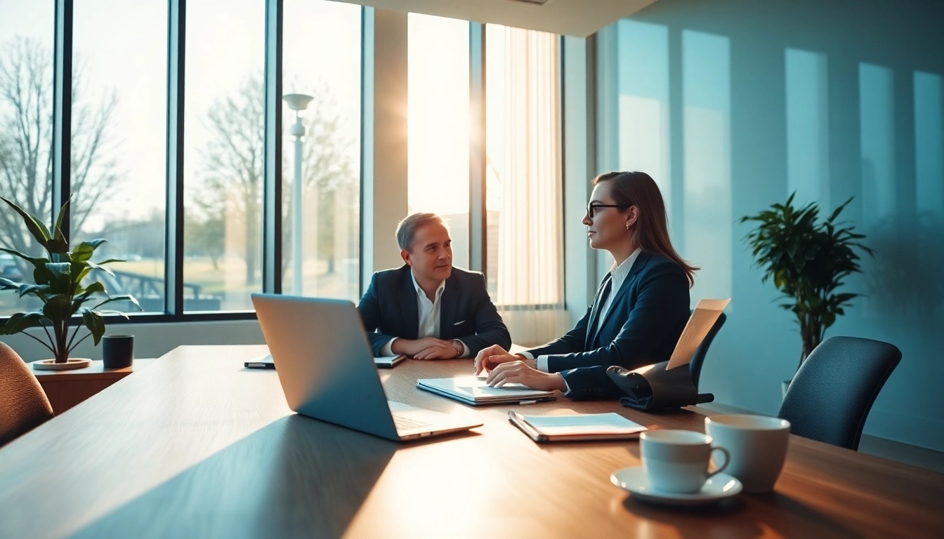 Professioneller Headhunter Solingen führt ein Interview mit einem Kandidaten in einem modernen Büro.