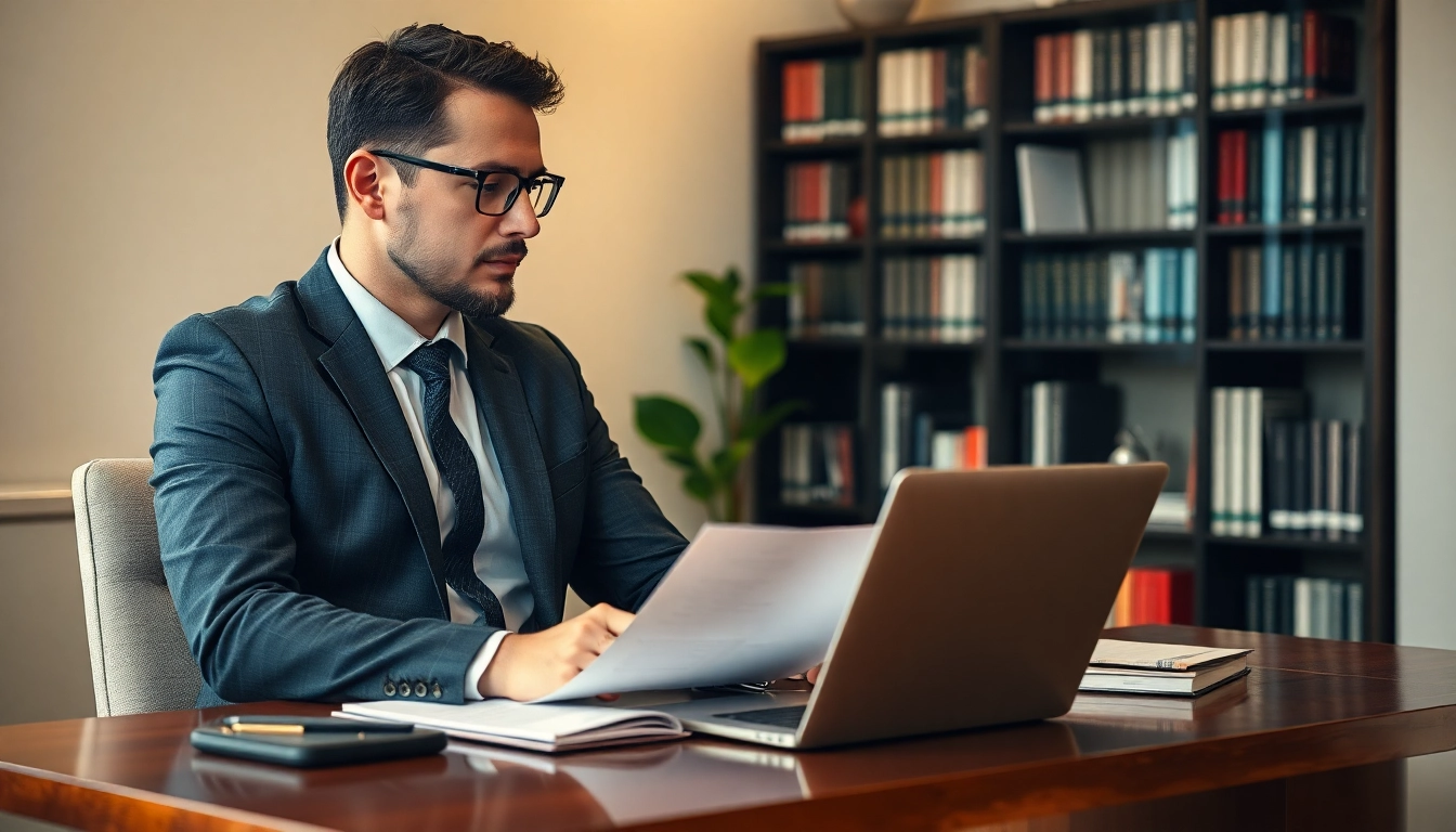 Headhunter Schweiz im modernen Büro, der fokussiert mit einem Klienten spricht.