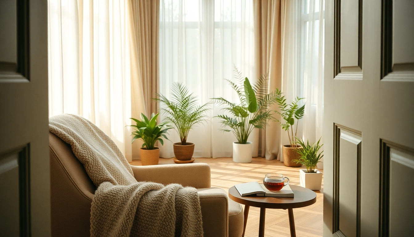 Therapy room designed for drogenentzug featuring calming elements.