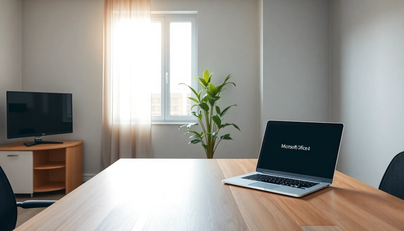 Nutzen Sie die Office 2024 Dauerlizenz in einer modernen Büro-Umgebung mit Laptops und PCs.