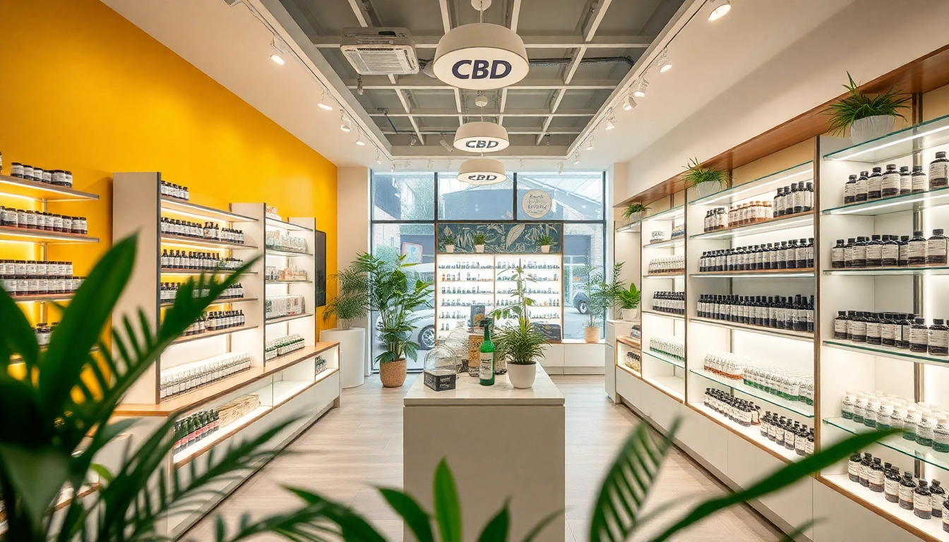 in Zürich zeigt eine Vielzahl von hochwertigen CBD Produkten in einem modernen und einladenden Verkaufsraum.