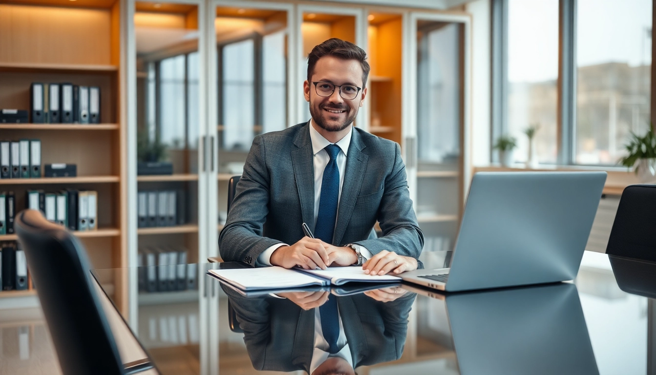 Headhunter Oberhausen bei der Arbeit in einem modernen Büro, das Professionalität und Effizienz ausstrahlt.