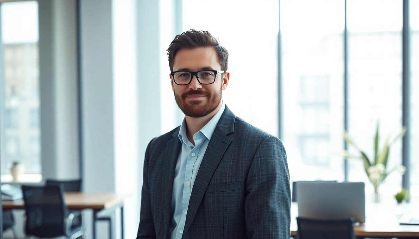 Headhunter IT interviewt Kandidaten in einem modernen Büro mit Laptop.