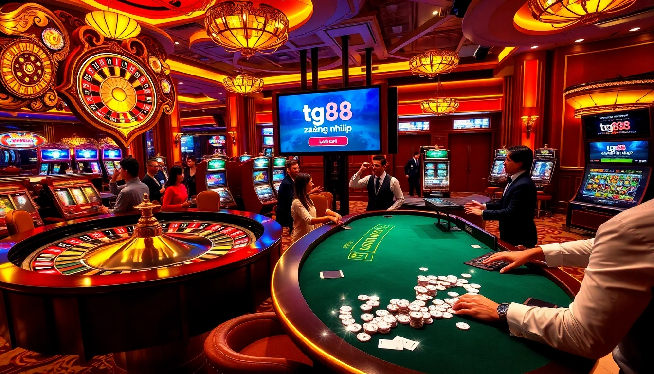 Experience high-energy gaming with tg88 đăng nhập at a luxurious casino setting.