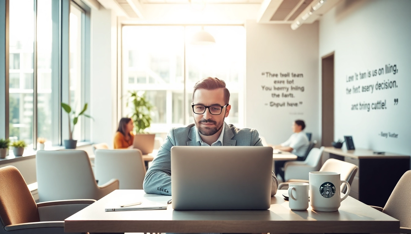 Headhunter Gastronomie im modernen Büro, umgeben von Gastronomie-Materialien