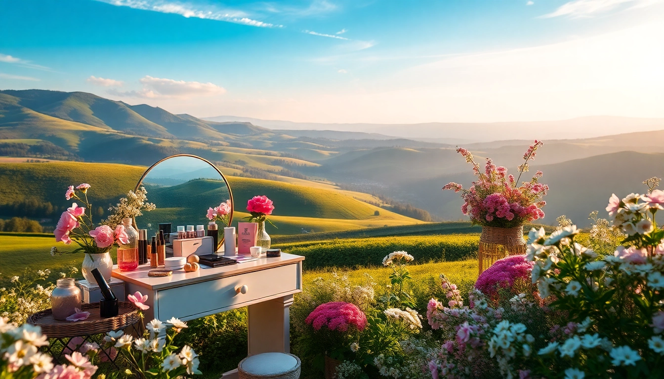 Inspirational scene showcasing Kosmetikhersteller Deutschland through nature and beauty products.