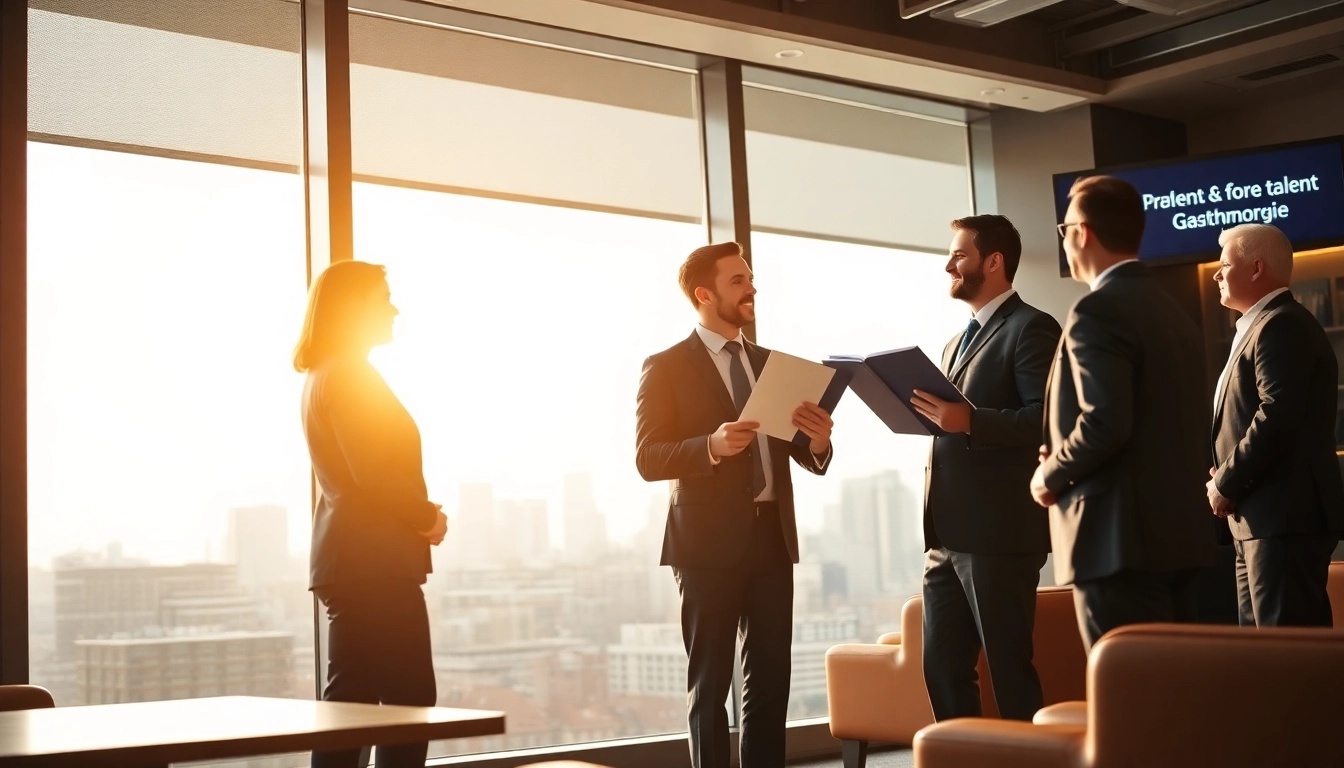 Headhunter Gastronomie presenting top candidates to restaurant owners in a modern office.