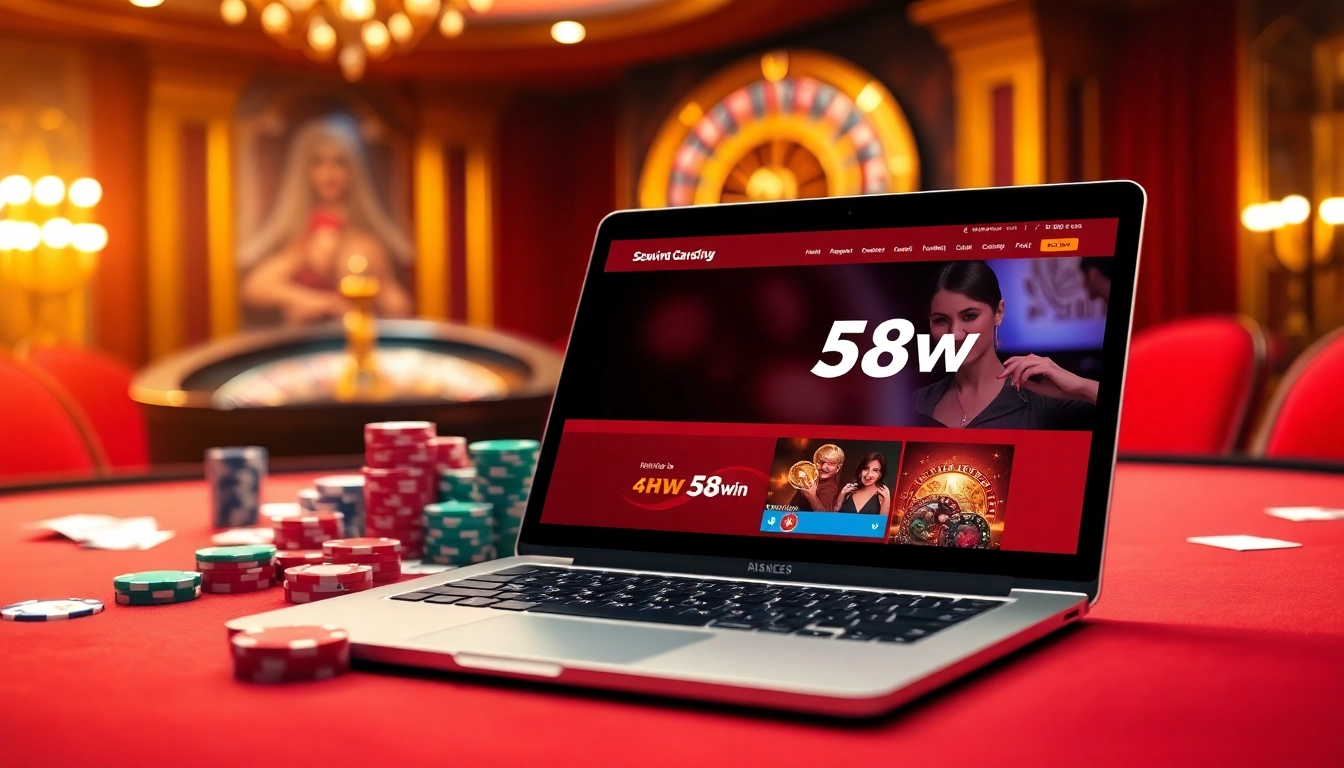 Experience exhilarating gambling action with poker chips and the 58win casino interface.