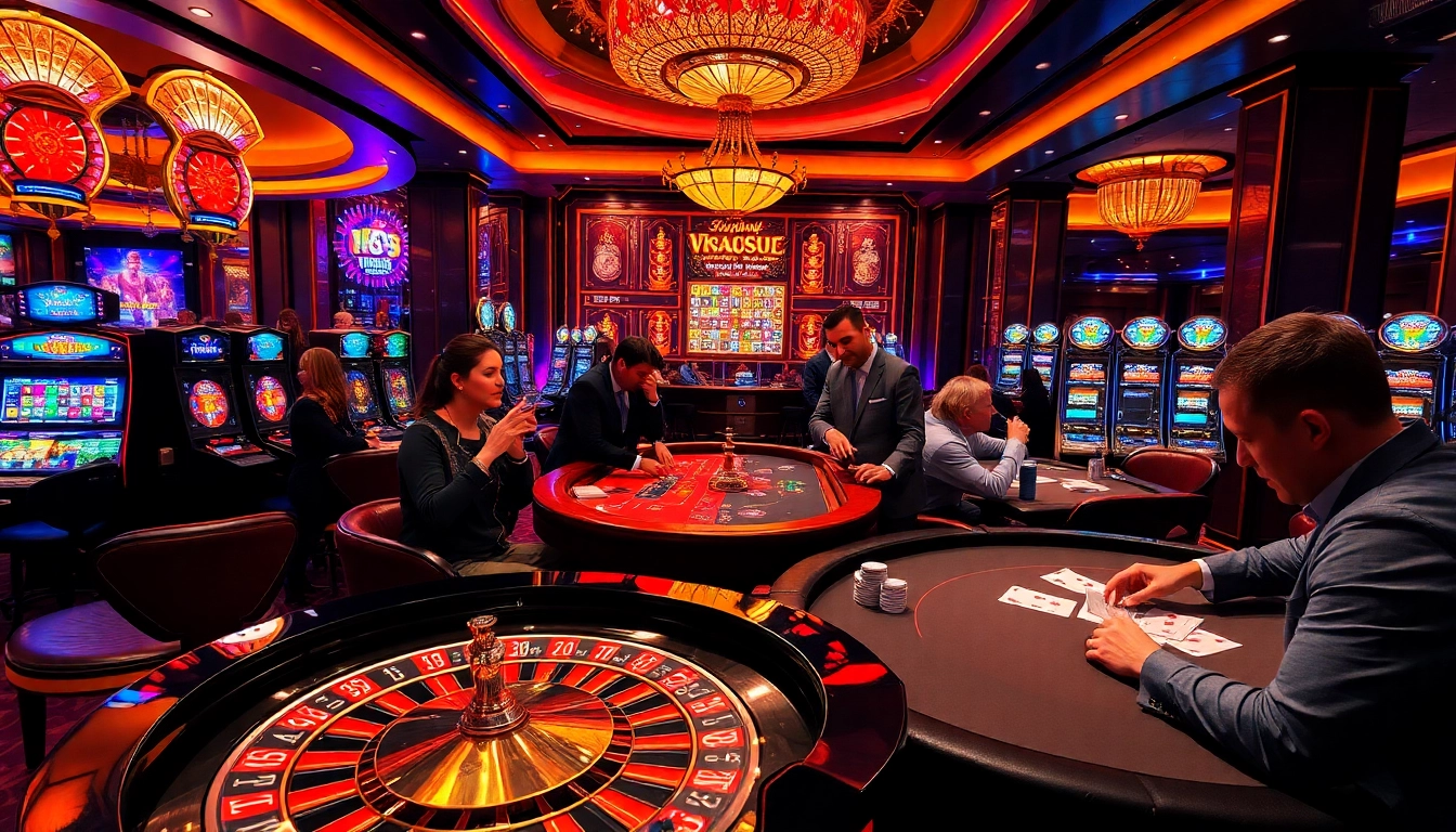 Experience the thrill of gaming at RR88 with vibrant casino tables and dynamic players.