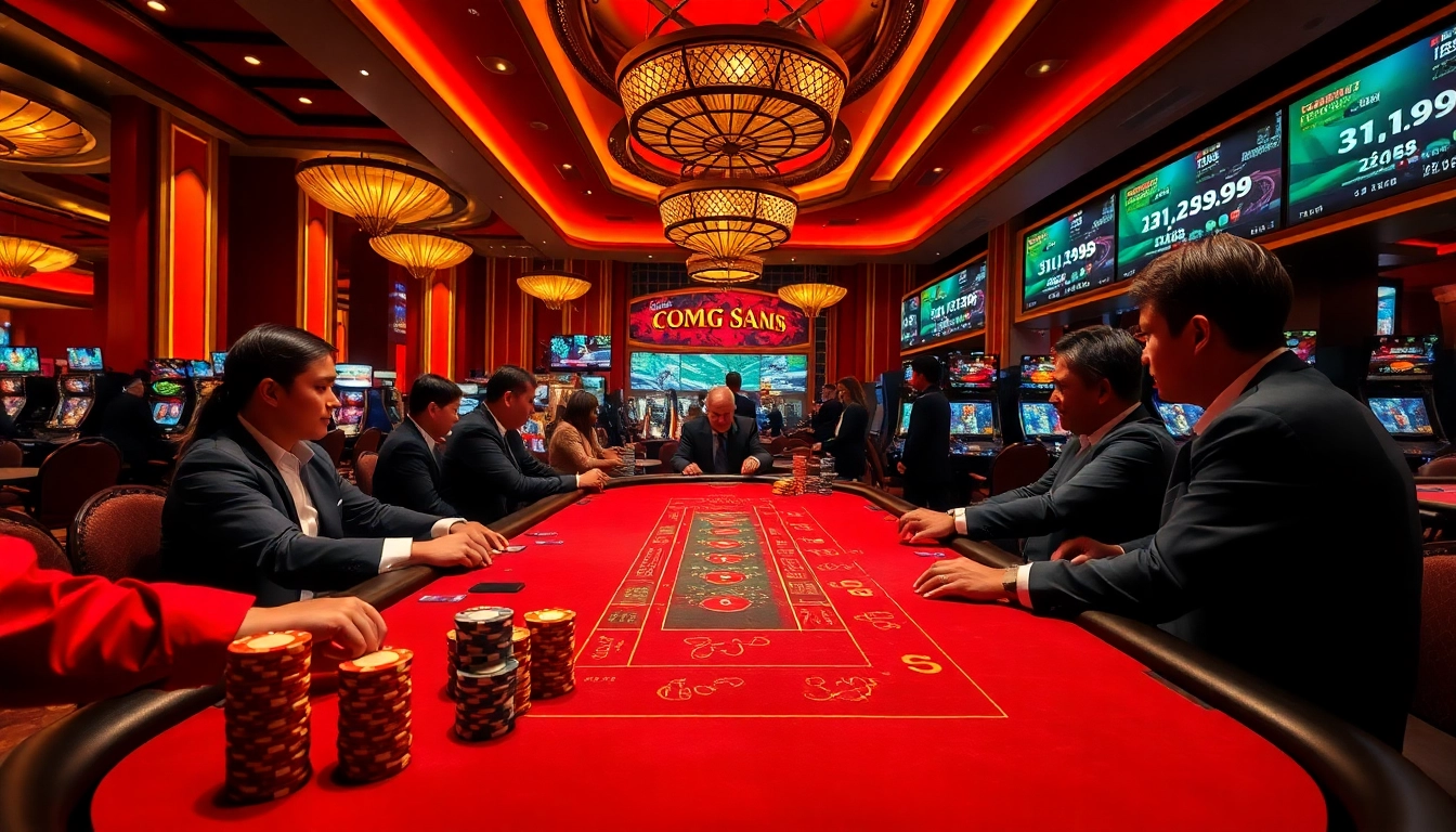 Tổng hợp 888new in a glamorous casino environment showcasing engaged players at blackjack tables with vibrant gaming elements.