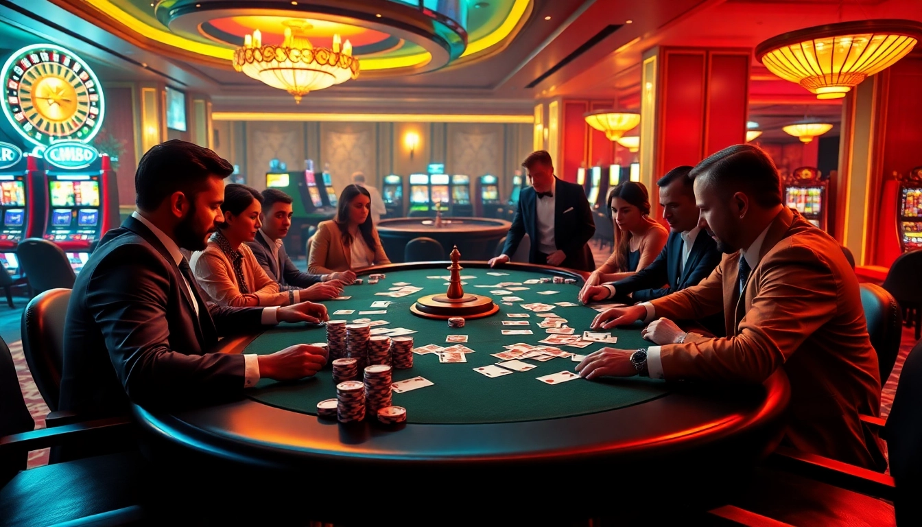 High-stakes poker action at a luxurious casino featuring CM88-themed elements.