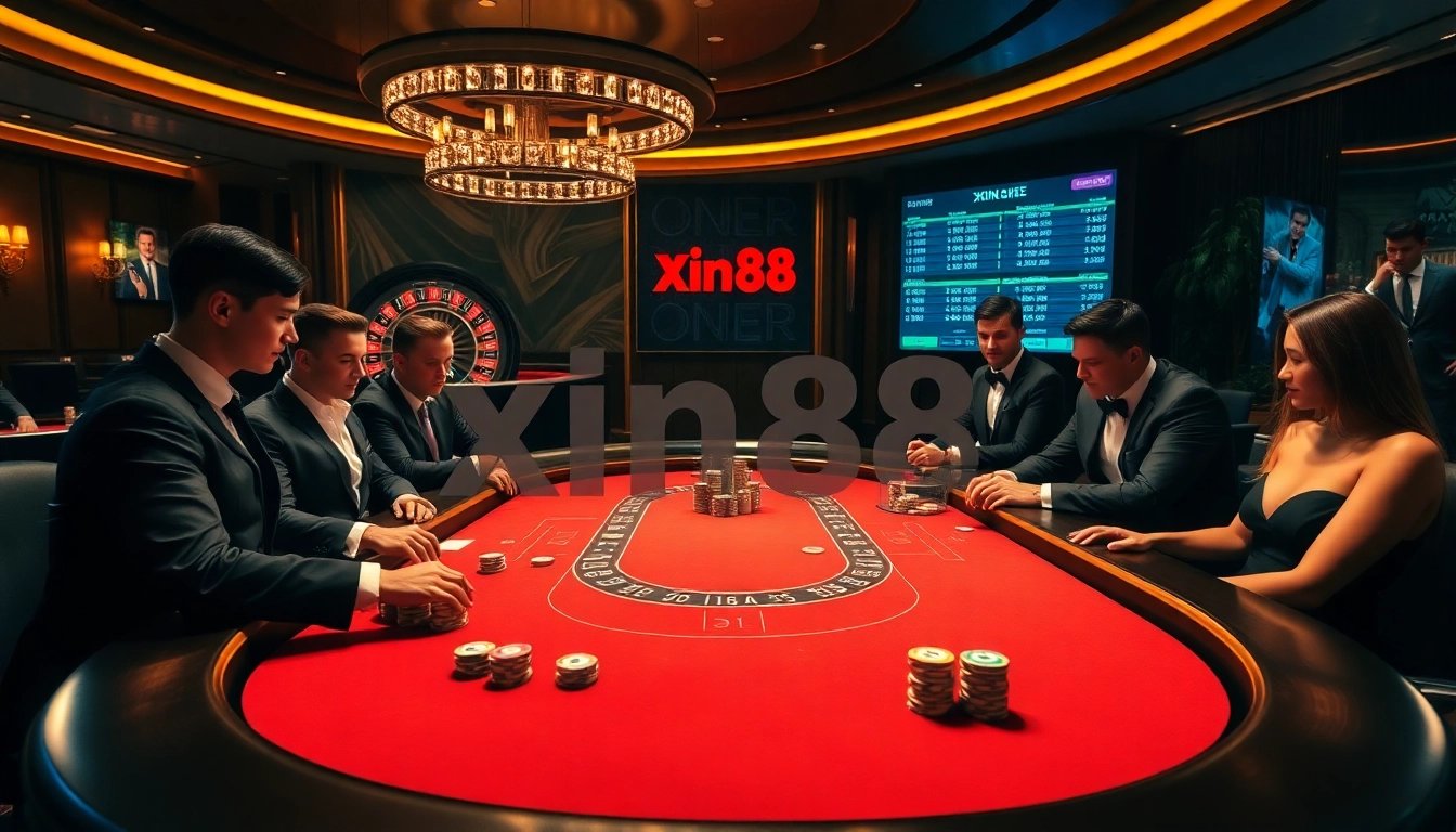 Experience thrilling gameplay at xin88 with a vibrant casino table filled with chips and cards.