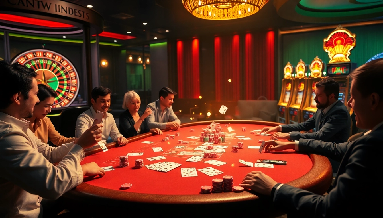 Experience the thrill of F8 BET at a luxurious poker table surrounded by excited gamblers.