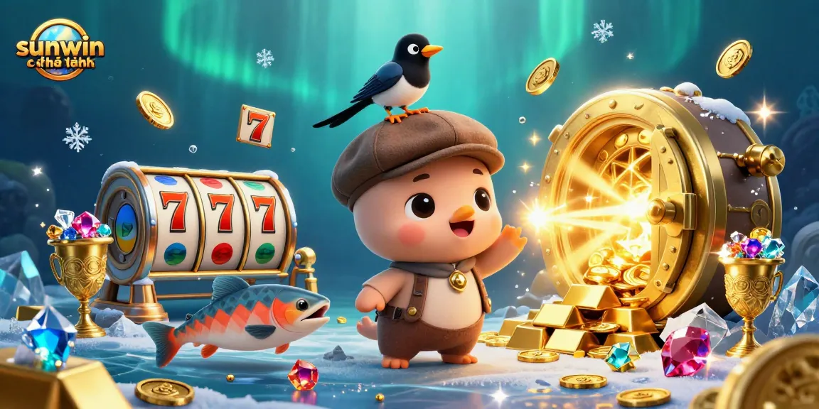 Spin to win with sunwin chính hãng at this exciting 3D casino scene filled with treasure!