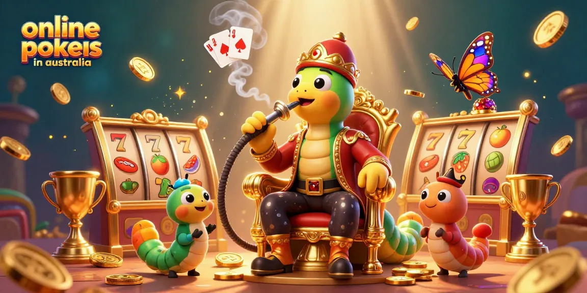 Experience the excitement of online pokies in Australia with a vibrant 3D casino illustration packed with gaming symbols.